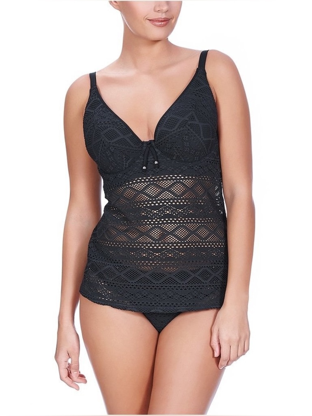 Freya Black Lace Sundance UW Padded Swimsuit Multiway Tankini AS3972 Top 32G